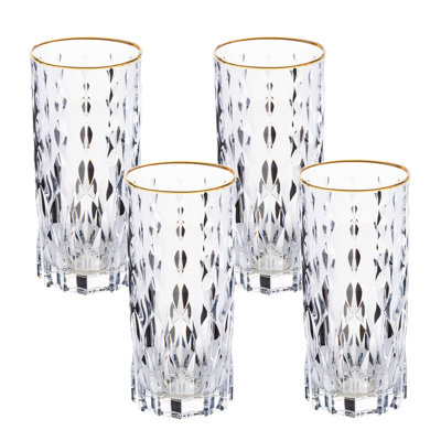 Lorren Home Trends Marilyn Gold High Ball Tumblers