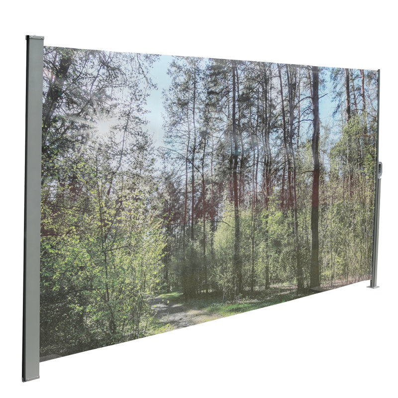 71"x138" Retractable Manual Side Awning Screen, Upf50+, Printed With Weather- Images, Ideal For Garden And Balcony, Screen Printing, Water , , Creating Private Outdoor Space, Semi-transparent Fabric