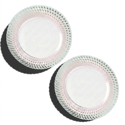 Villeroy & Boch Boston Pearl Collection Buffet Plate, Set of 2, 12.5 in Diameter, Crystal Glass, Made in Germany, Iridescent Multicolor