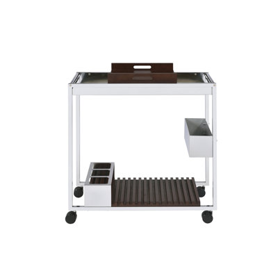 Lisses Chrome Finish Serving Cart(No Include Stool)