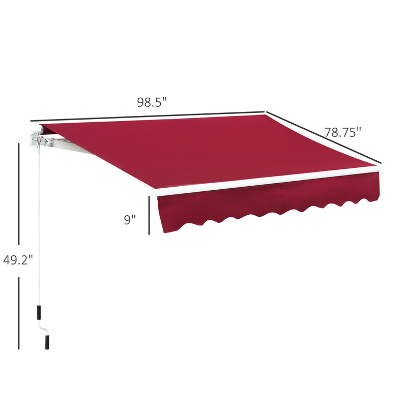 Auvent de patio 8 pi x 7 pi, soleil manuel rétractable. Vin rouge, s'ajuste pour tenir à l'écart, réduire la chaleur, fonctionne sur différentes surfaces Soleil ajustable,