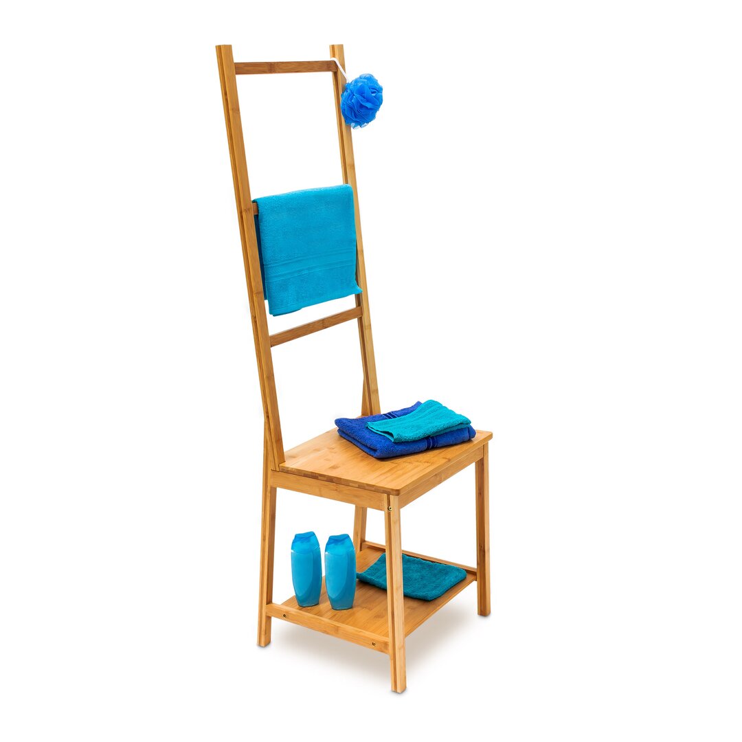 Steph Freestanding Bamboo Towel Rack Chair brown