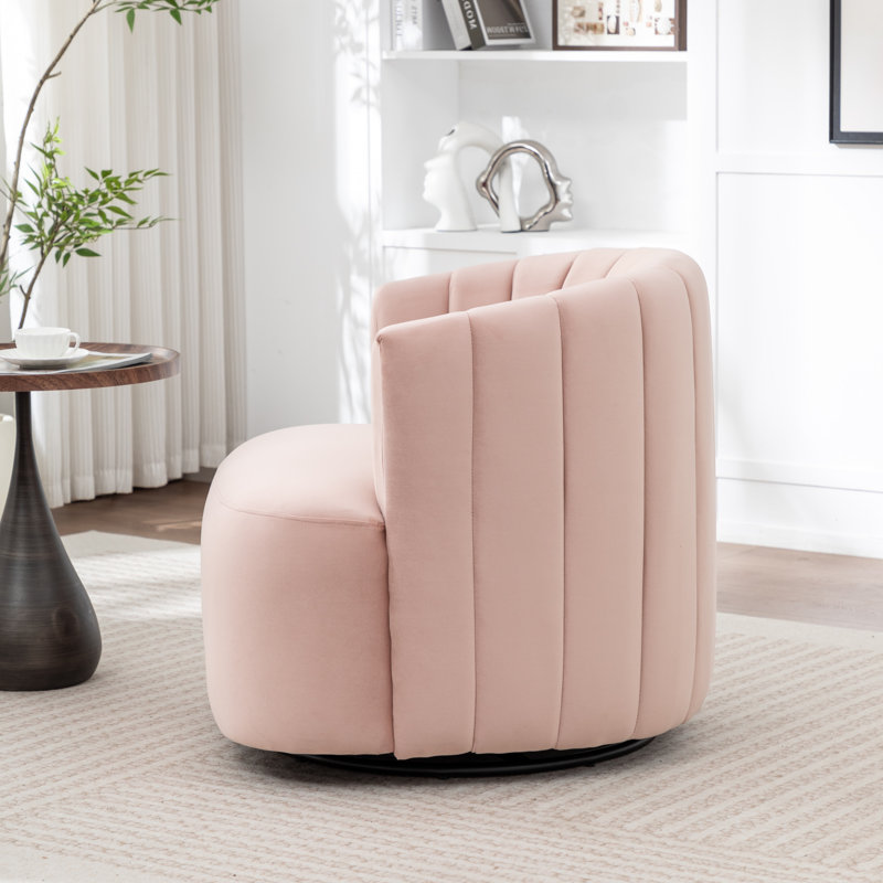 Fauteuil demi-tonneau pivotant Stanford, Rose