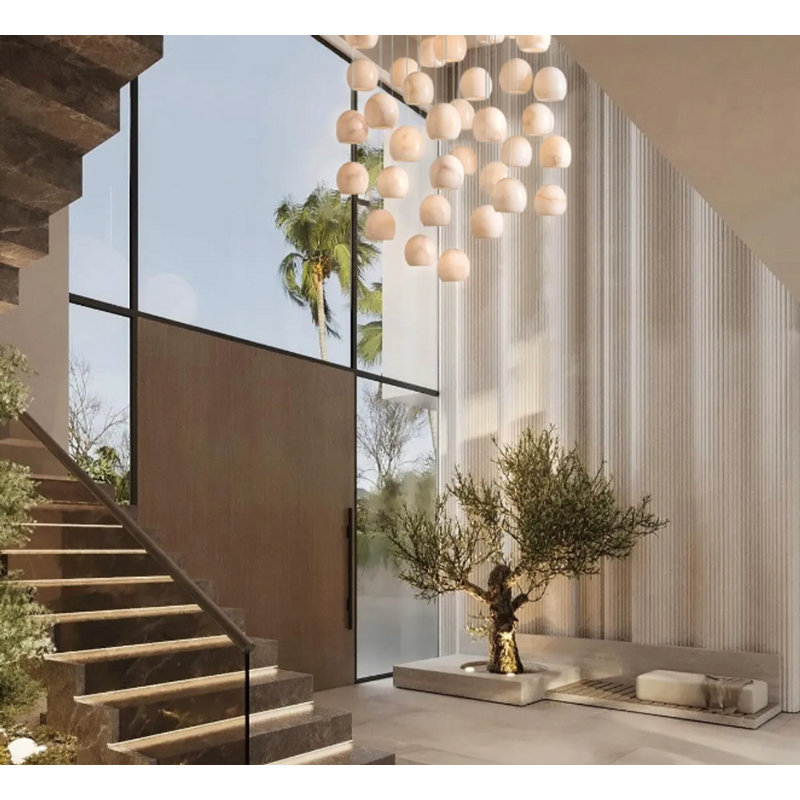 Alabaster Maeva Round Chandelier 33'' Dia