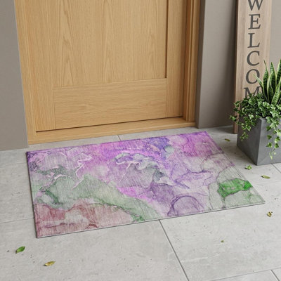 Tapis extérieur lavable et antidérapant 2 pi x 3 pi mauve