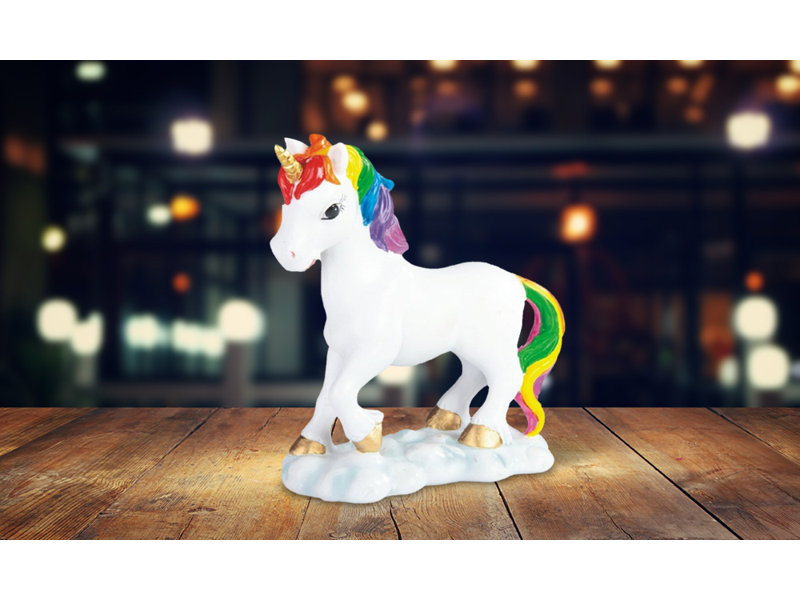 Figurine Sheringham 6,75 "H Licorne avec crinière arc-en-ciel et queue