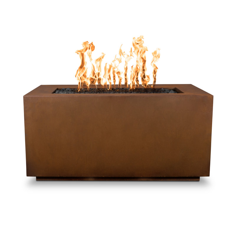 Pismo Rectangle Smokeless Fire Pit, Corten Steel, 24" H x 60" W x 24" D, Propane