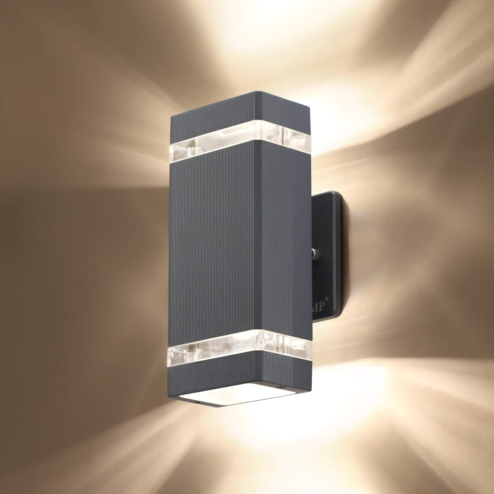 Orren Ellis 2-Pack LED Square Up and Down Lights Outdoor Wall Light ...