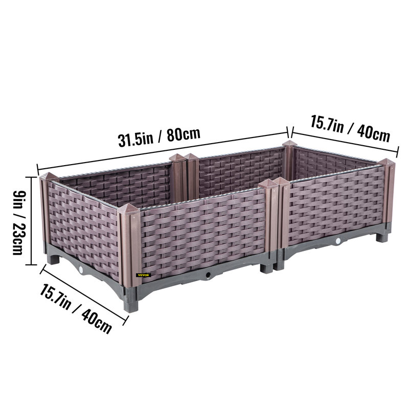 Lit de jardin surélevé en plastique VEVOR, boîte de culture pour jardinière 2 pièces, arrosage automatique avec pieds pour fleurs, fruits, herbes, utilisation intérieure / extérieure