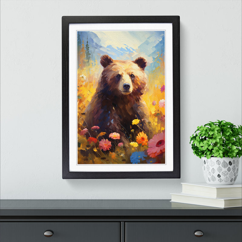 Bear Impressionism No.2 - Framed Print, 34cm H x 25cm W x 2cm D, Black Framed