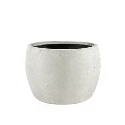 Sandora White Low Round Planter – Handcrafted Texture, Indoor/Outdoor Use, Weather-Resistant Garden & Patio Décor, Sandstone Planter