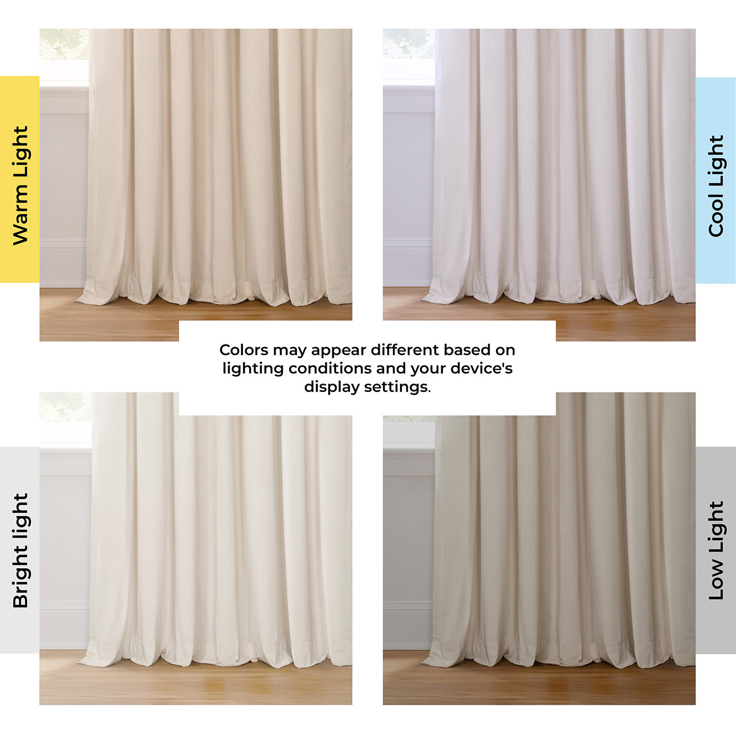 Balone Velvet French Pleat Blackout Curtain, Ecru, 25" W x 108" L