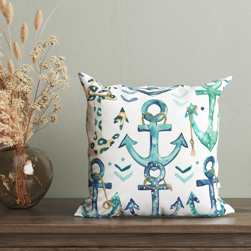 Housse de coussin Anchors Seafoam Soiree, H 16 po x l 16 po