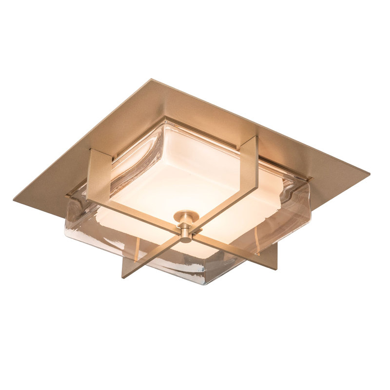 Axis Flush Mount - White, Soft Gold