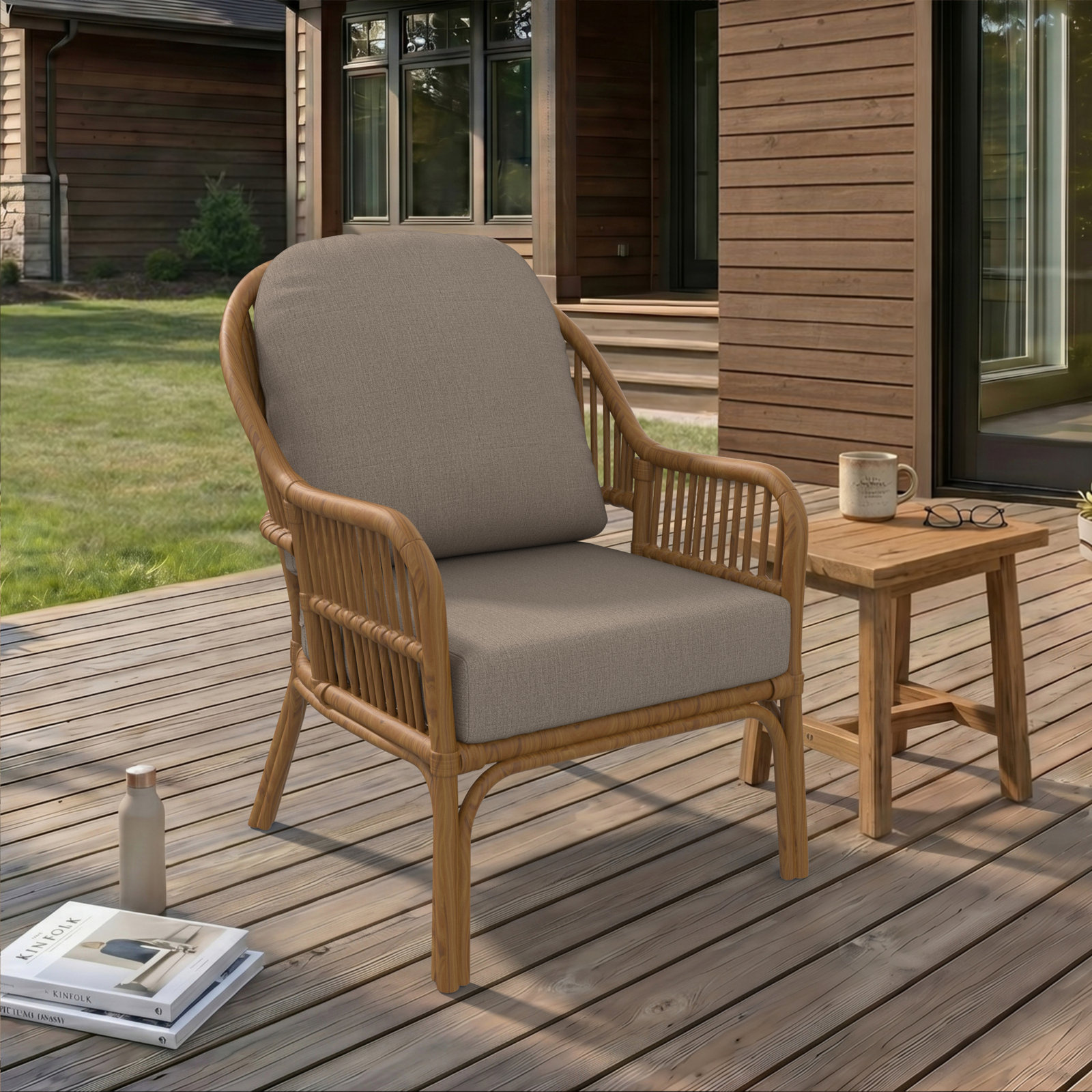 Amala 22" Sunbrella® Seat and Back Cushion, Cast Shale Sunbrella® Plainweave