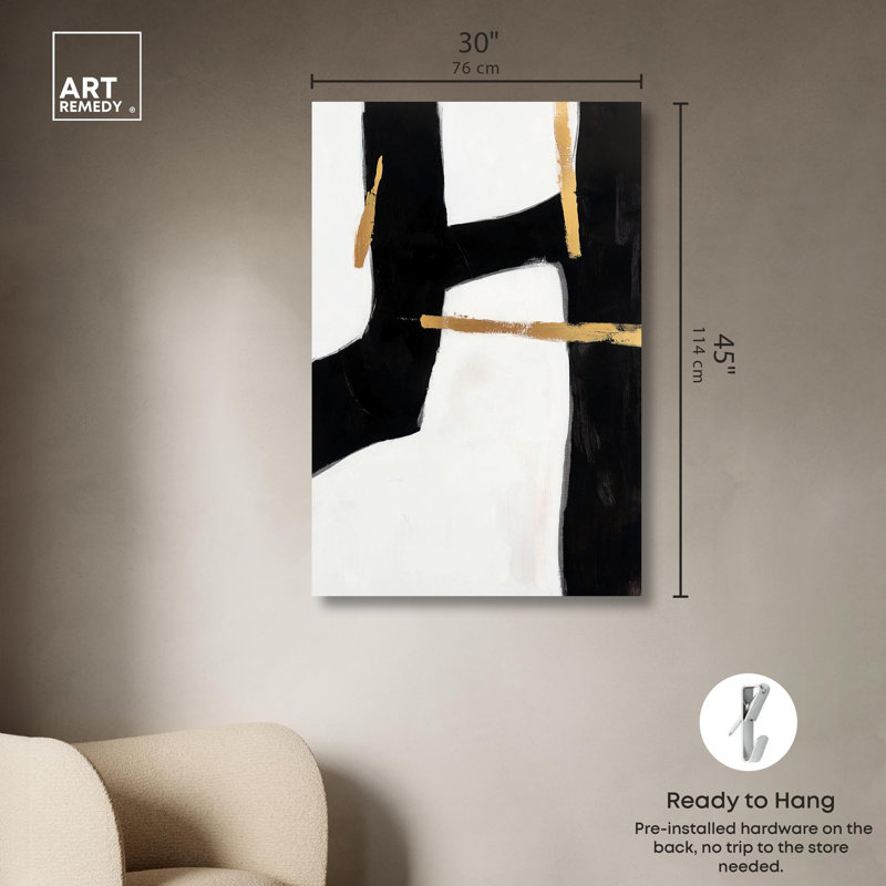 Art Remedy, toile d'art en noir et blanc Urban Grid I, H 45 po x l 30 po, Toile tendue