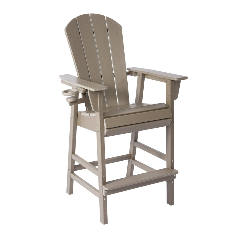 Chaise de comptoir Adirondack avec porte-gobelet, Brown, 29.5"