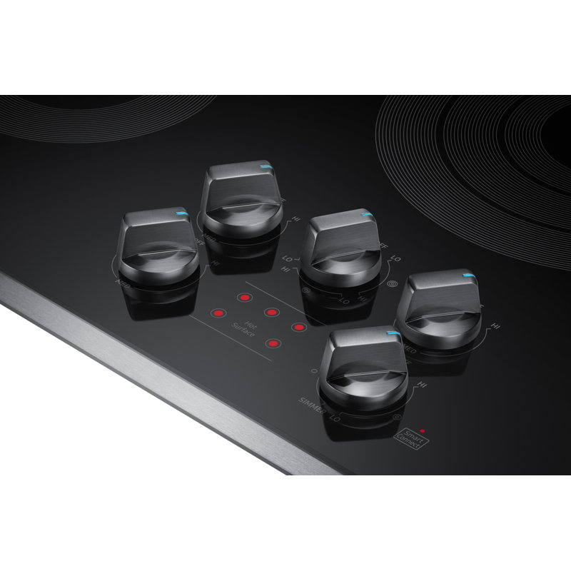 36" Black Ceramic 5-Burner Electric Cooktop with Stainless Steel Frame