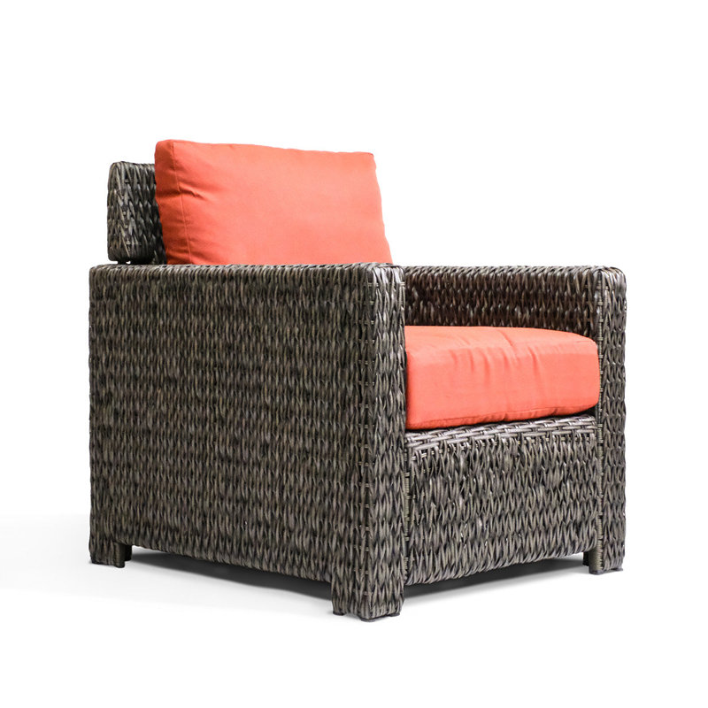 Fauteuil club d'extérieur en osier Fricis Point, Rouge