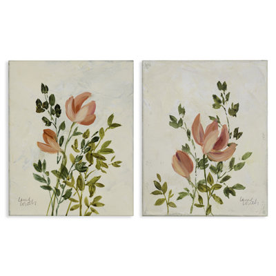 "Vintage Leaves & Bloom", ensemble de 2 toiles d'art par Lanie Loreth