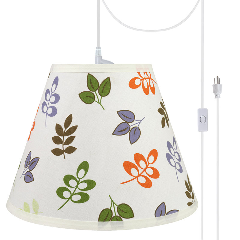 Claudia 1 - Light White Single Pendant, Off White/Leaf, 9'' H x 12'' W x 6'' D