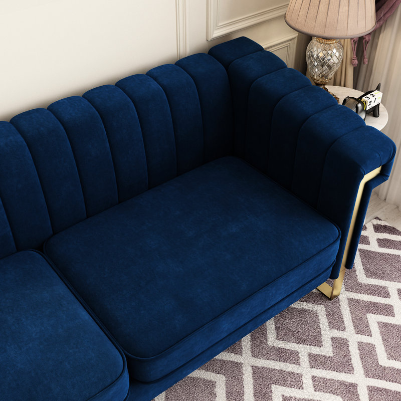 Confortable velours bleu 2 po avec coussin de siège amovible et lavable