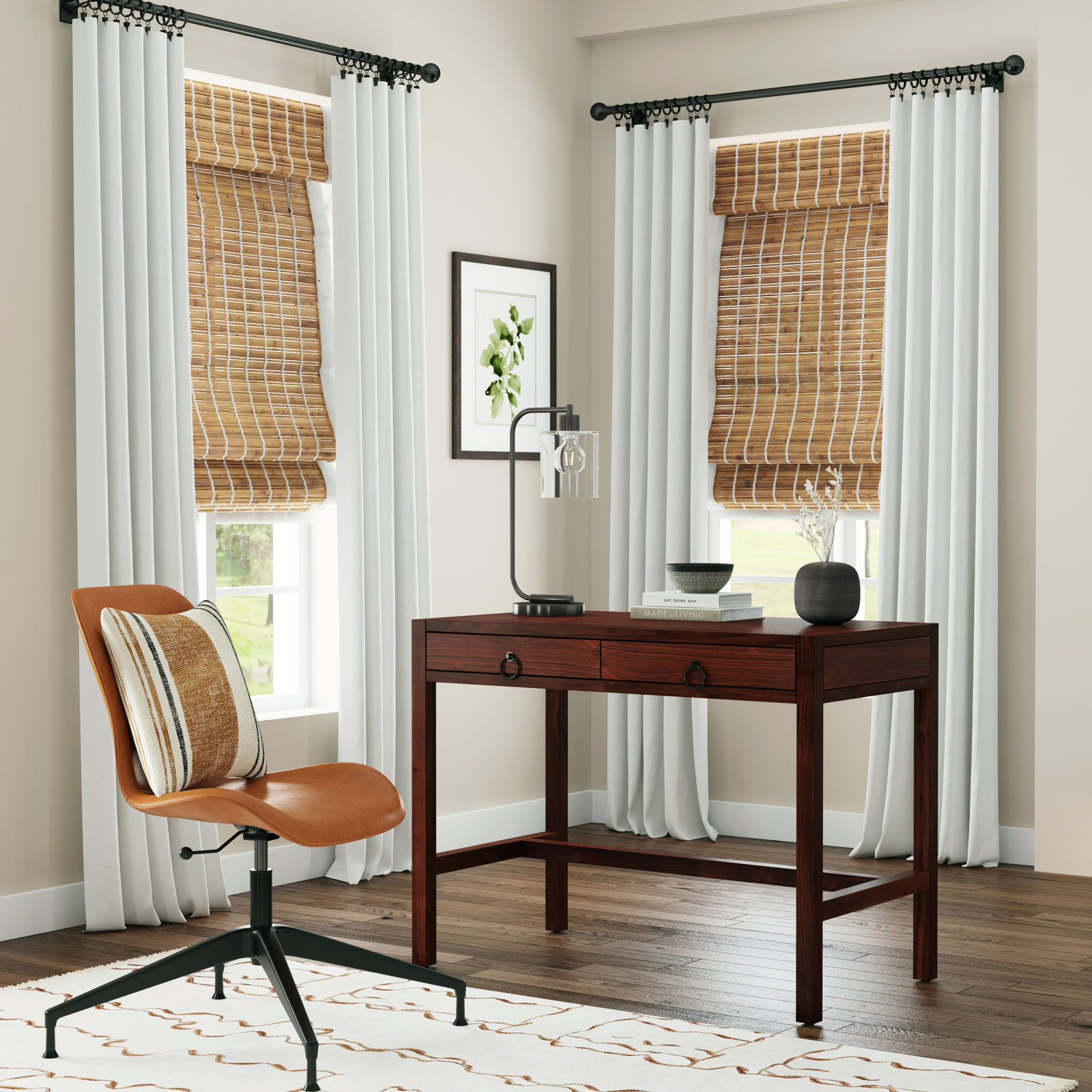 Elin 40" Acacia Writing Desk, Brown