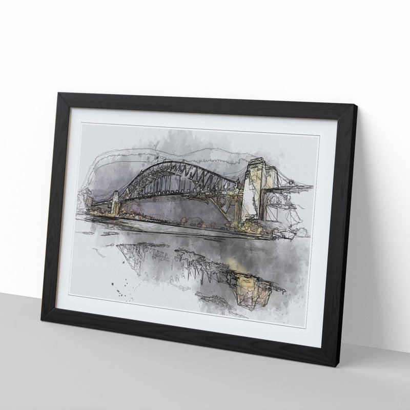 Sydney Harbour Bridge Australia in Abstract - Framed Print, Black Framed, 62cm H x 87cm W x 2cm D