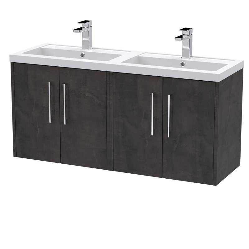 Juno Double Vanity with Integrated Basin, Metallic Slate
