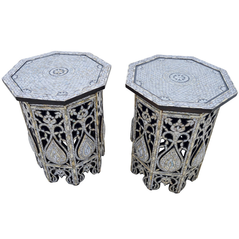 Andalusian Glass Tray Top End Table Set