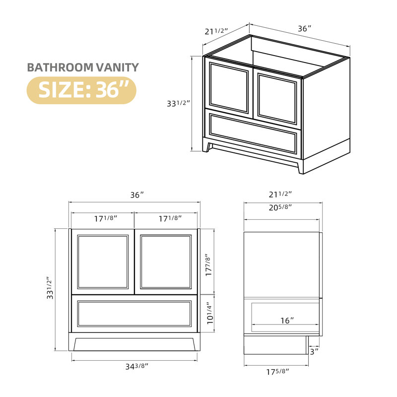 Base de meuble-lavabo simple 36 po seulement