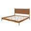 Lit plateforme en bois d'acacia massif avec tête de lit en cuir végétalien tissé à la main, cadre de lit de style Mid-Century moderne, aucun sommier nécessaire, couleur caramel-132741640-132741641