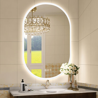 Woodcroft Brighten Your Bathroom with our Smart LED Bluetooth Oval Mirror