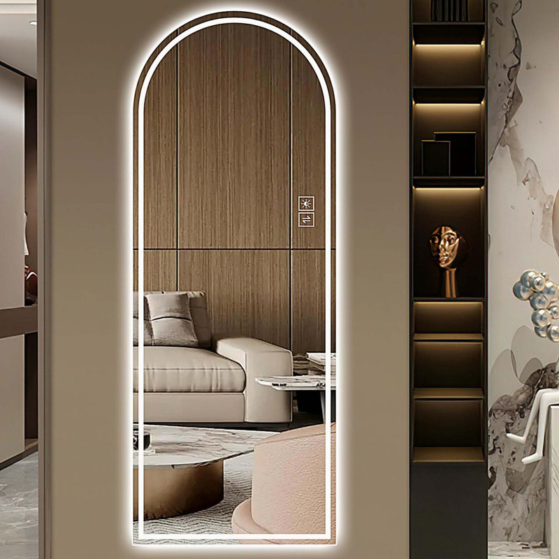 Miroir pleine longueur de 65 po x 21 po à DEL, à intensité variable, haute définition et antidéflagrant, debout ou fixé au mur
