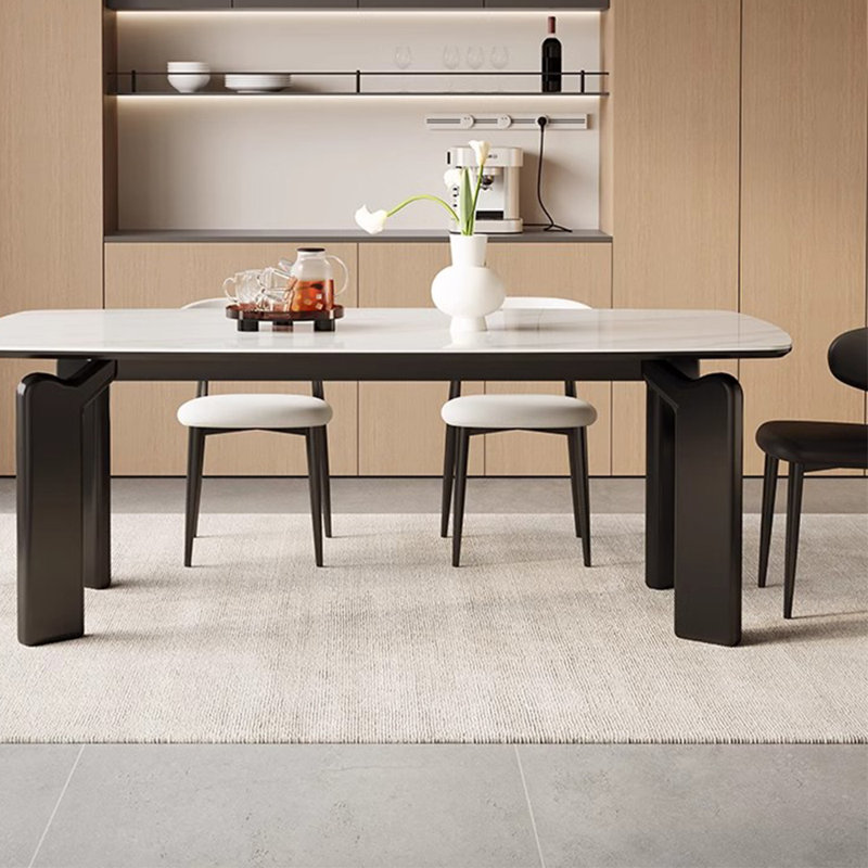 Simple rock board dining table and chair set, 29.52"H x 55.11"L x 31.49"W