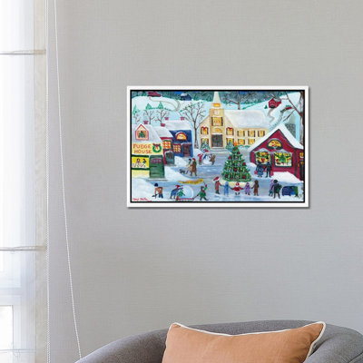 Christmas Holiday Shopping Village 1 Piece Wall Art on Canvas