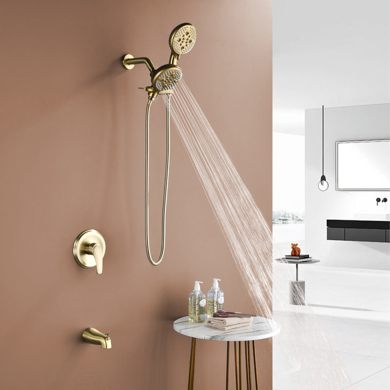 Tub & Shower Faucet with Rough in-Valve, Brushed Gold