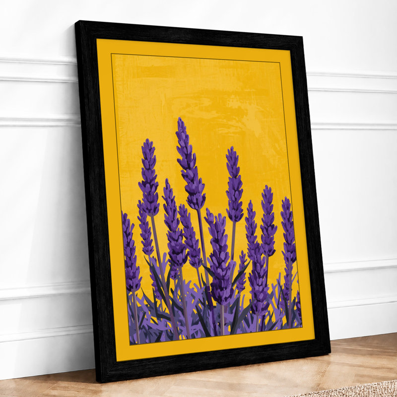 Lupines Against Gold Botanical - Framed Print, A2 - 59.4 x 42.0 cm, Black