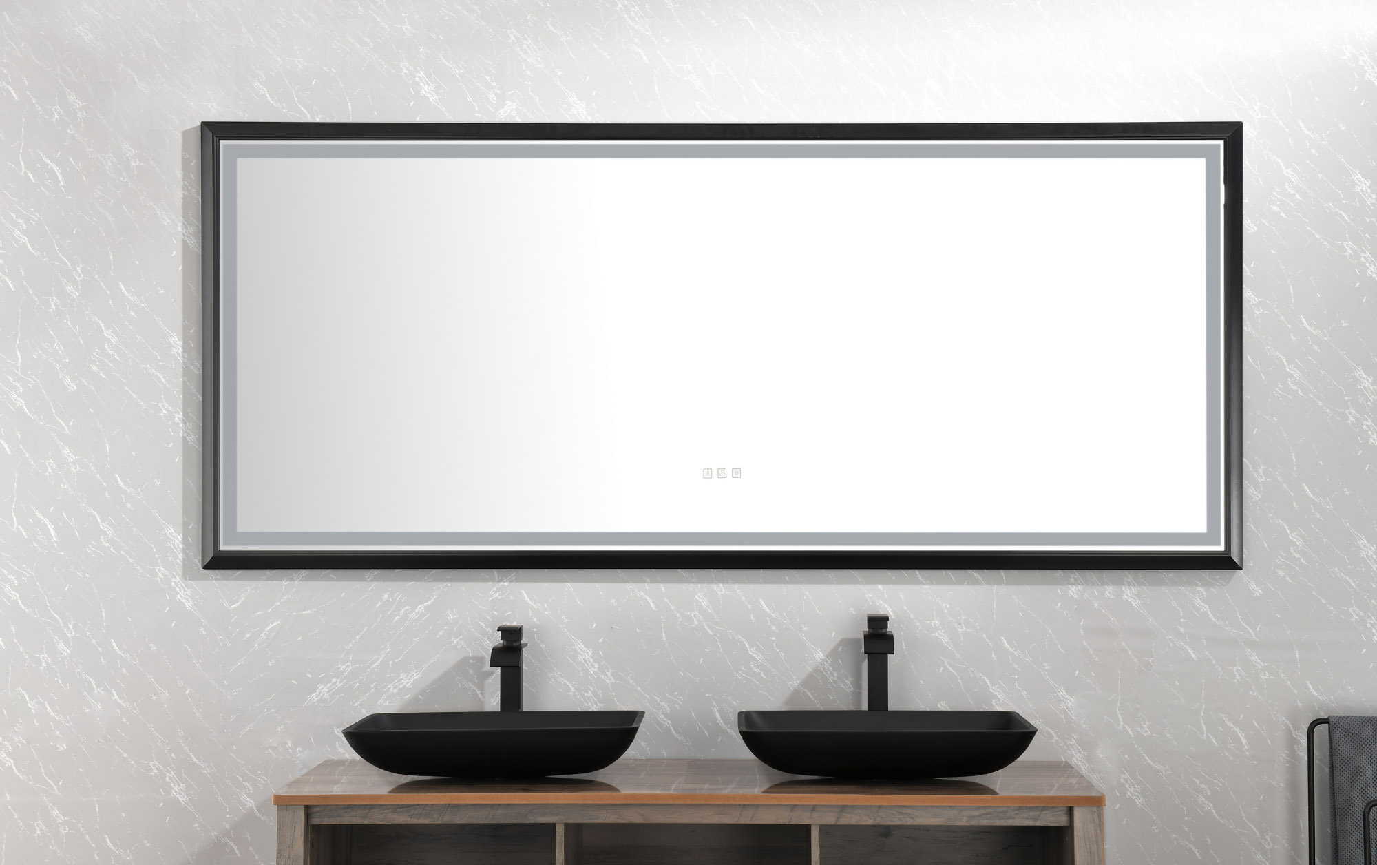 GROUPES 88 In. W X 38 In. H Oversized Rectangular Black Framed LED