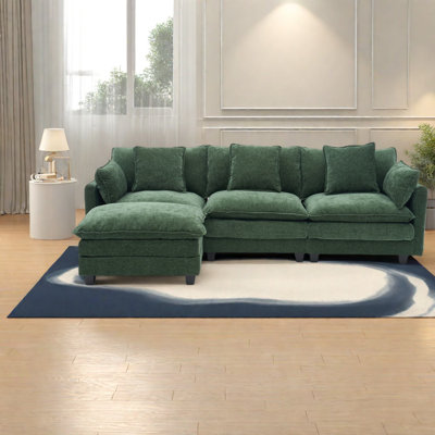 Multifunctional Dark Green Sofas With Storage, Wood And Fabric, Modern Living