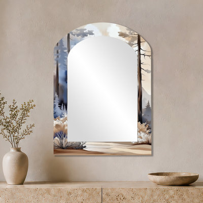 Farmhouse Decorative Wall Mirror – Dreamy Spring Forest Walk, Metal Print