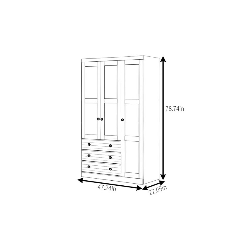 Garde-robe simple rétro, H 78,74 po x l 47,24 po x P 22,05 po