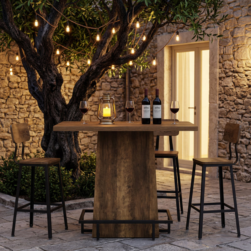Table de bar 47 po, table de pub rustique industrielle avec repose-pieds en métal