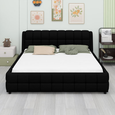 Modern Upholstered Platform Bed With Headboard