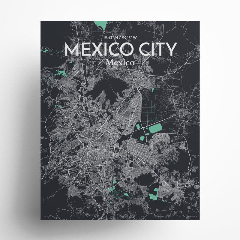 Mexico City Map In Dream - No Frame Print, 20cm H x 16cm W x 0.05cm D