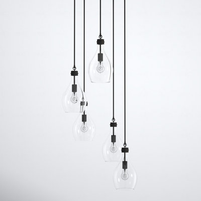 Breece 5 Light Glass Dimmable Pendant
