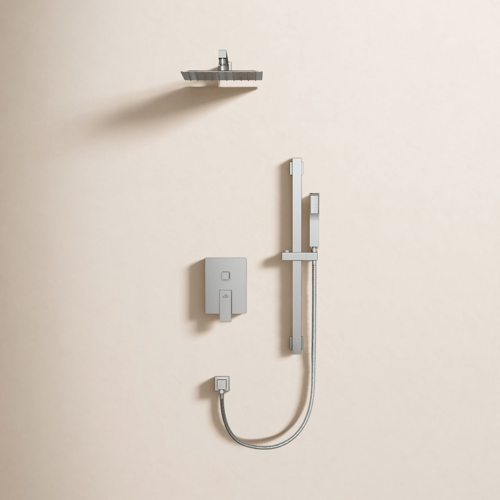 Slidea Complete Rainfall Shower System, Brushed Nickel