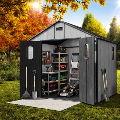 Spacious Storage Sheds, 8x6 Resin Steel Modern Backyard Organizer