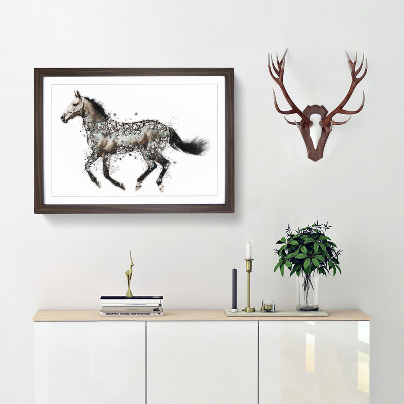 Horse Deconstructed in Abstract - Picture Frame Painting Print, Walnut Framed, 36cm H x 48cm W x 2cm D