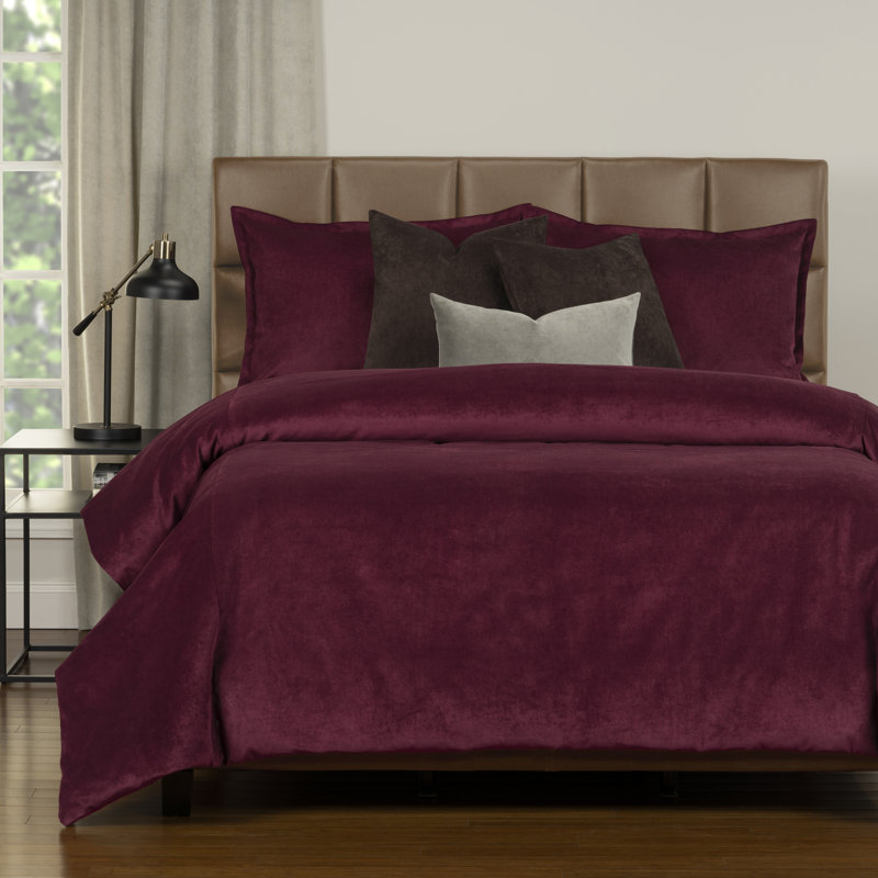 Polyester Channel Duvet Cover & Insert, Cal. King Duvet Cover + 6 Additional Pieces, Wine